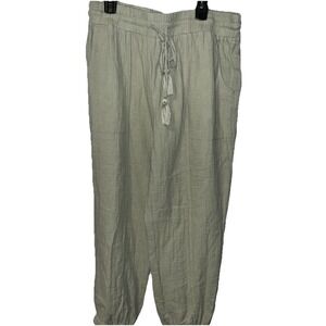 Japna Lounge Joggers Pants Women Large Green Lightweight Drawstring Boho
